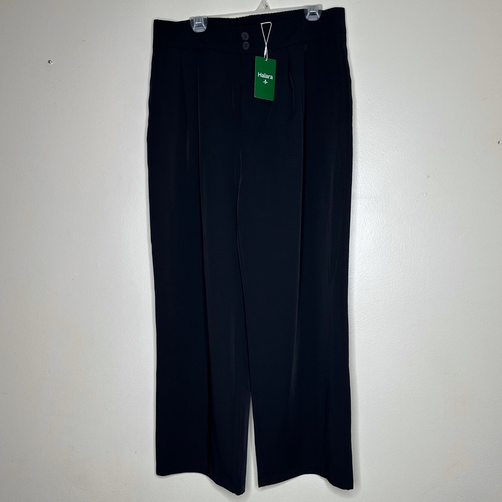 NWT Halara Pants Pleated High Waisted Black Wide Leg Trouser size XL - Picture 2 of 10